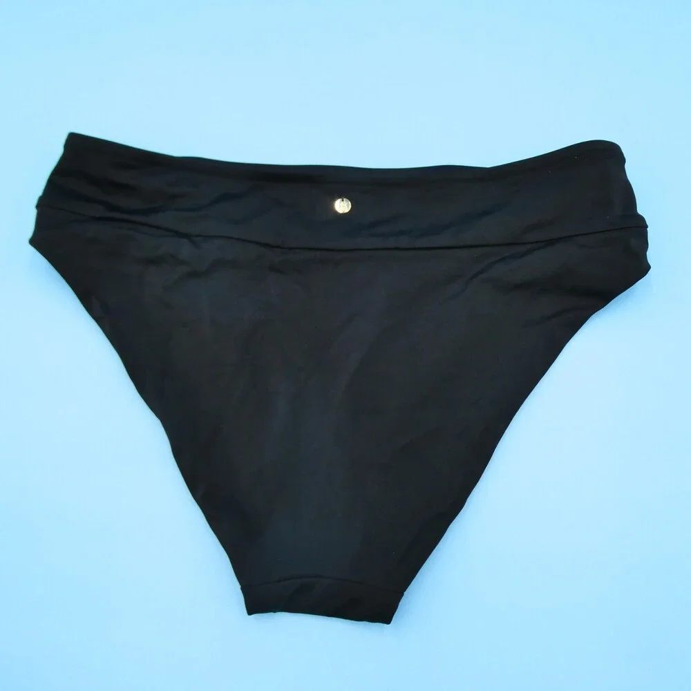 Victorias Secret Medium Black Mid Rise Bikini Bottom Cheeky Hipster Swimwear New